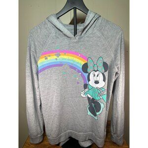 Disney Minnie Mouse Rainbow Hooded Long Sleeve T-shirt Girls Size XL 14-16
